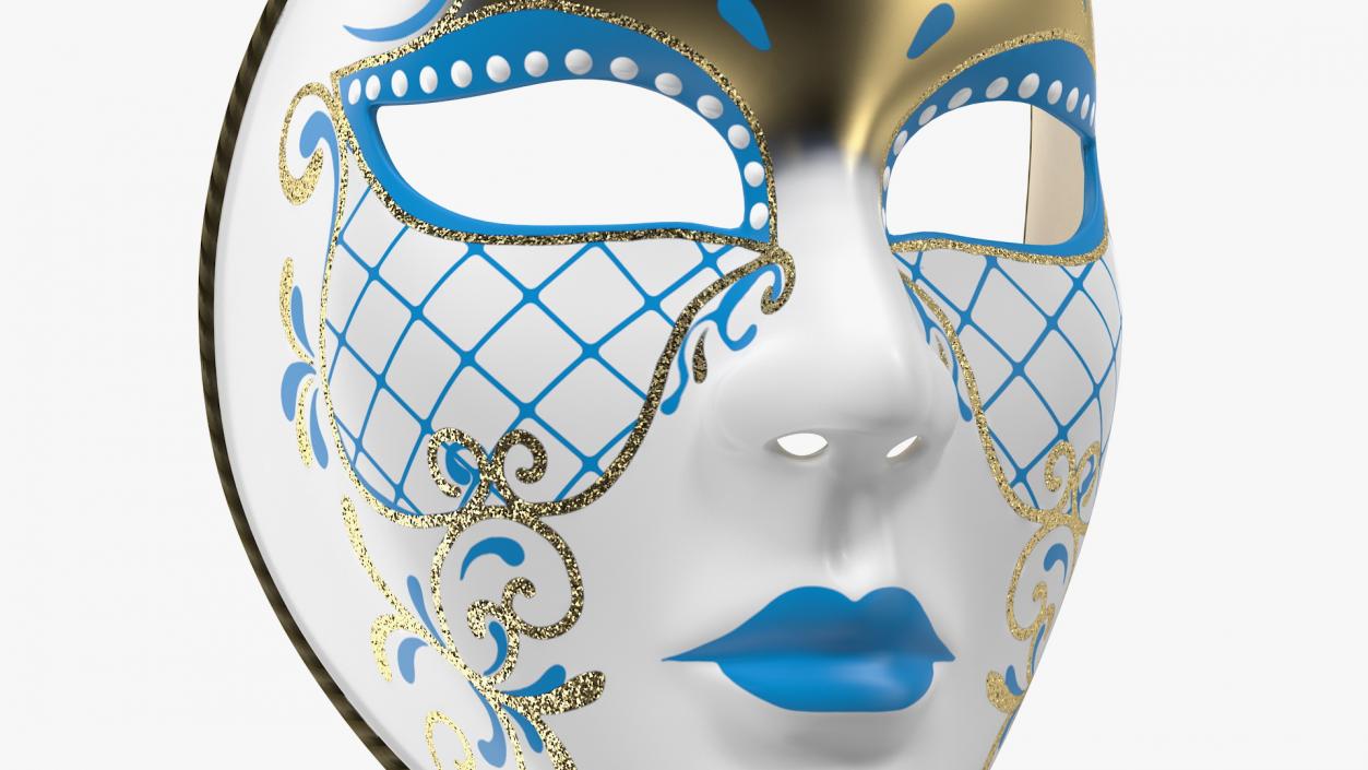 3D Blue Full Face Carnival Mask model