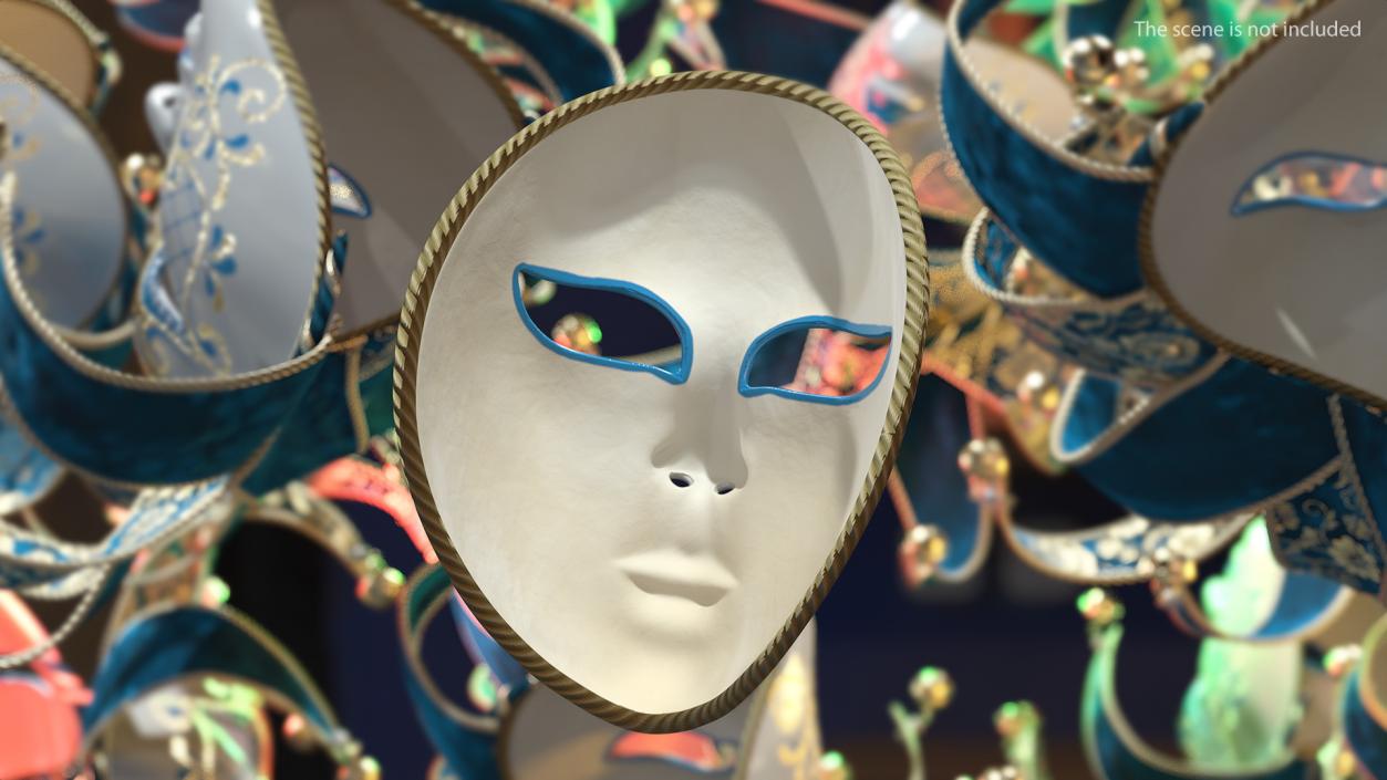 3D Blue Full Face Carnival Mask model