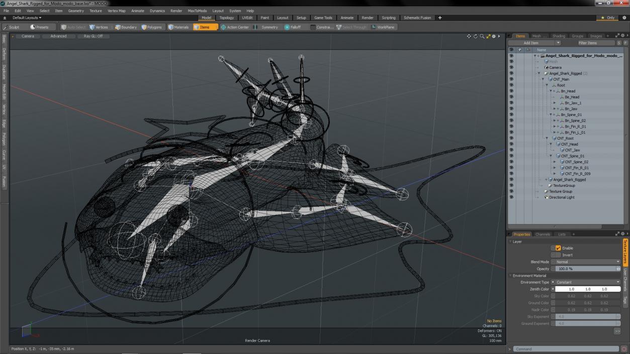 Angel Shark Rigged for Modo 3D