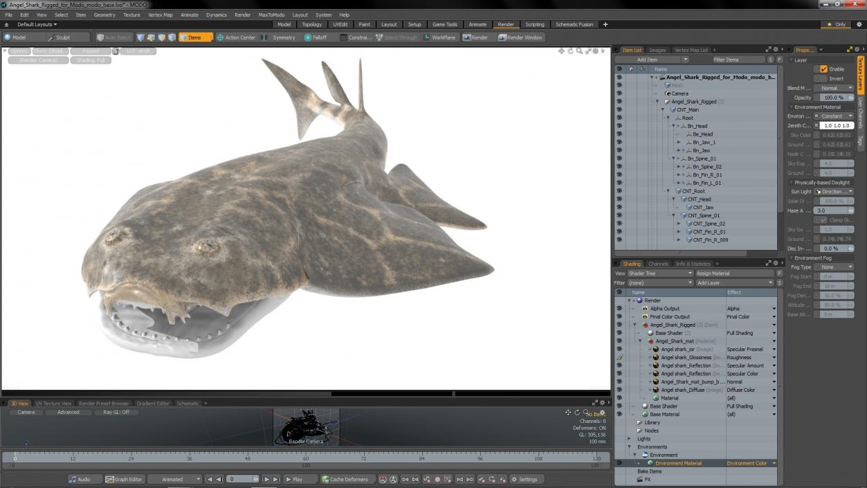 Angel Shark Rigged for Modo 3D