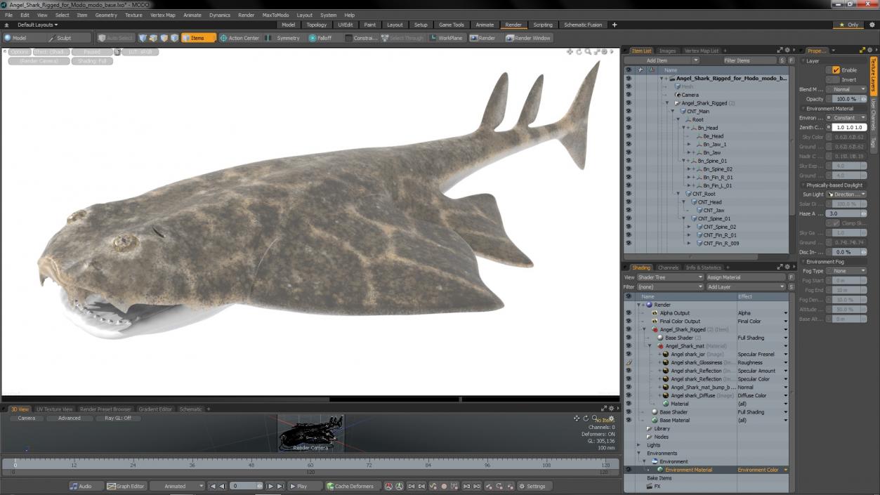 Angel Shark Rigged for Modo 3D