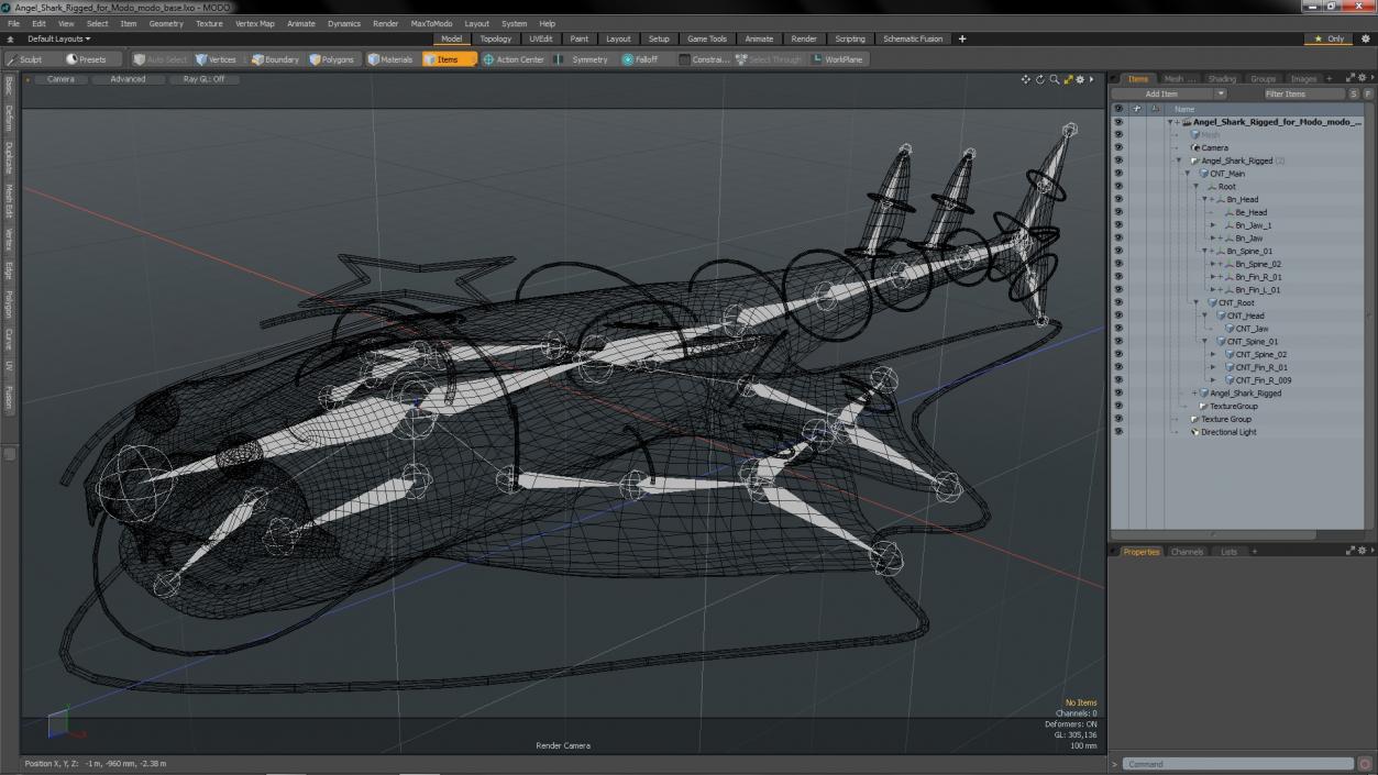 Angel Shark Rigged for Modo 3D