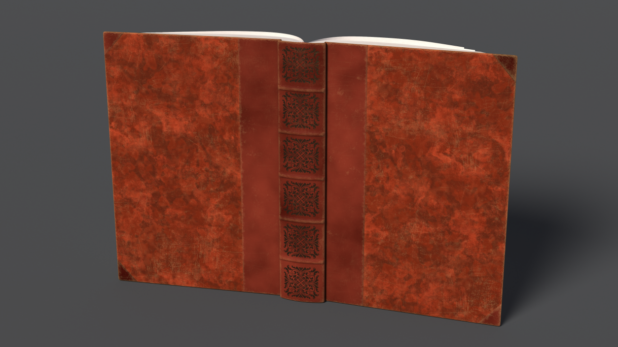 3D Open Hardcover Book English Text Red