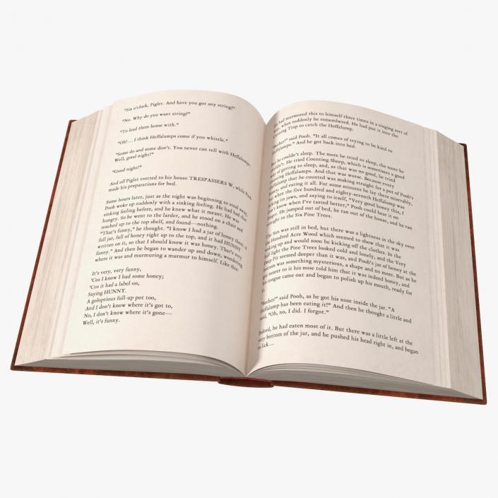 3D Open Hardcover Book English Text Red