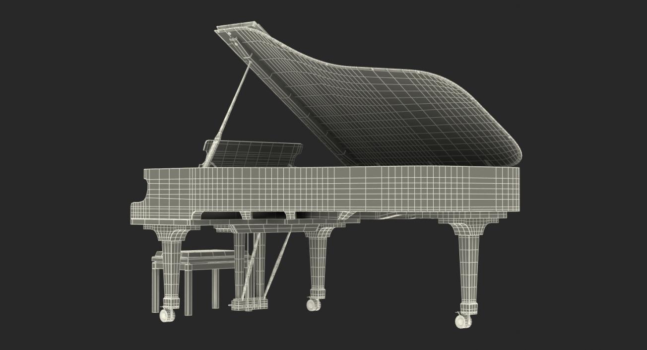 Grand Piano with Bench 3D