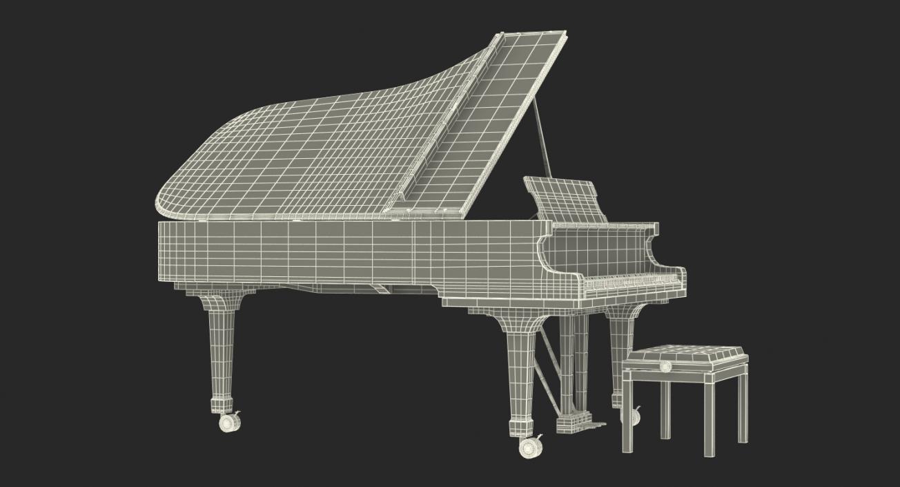 Grand Piano with Bench 3D