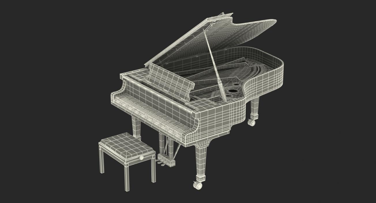 Grand Piano with Bench 3D