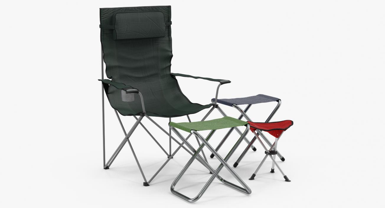 3D Outdoor Folding Chairs Collection model