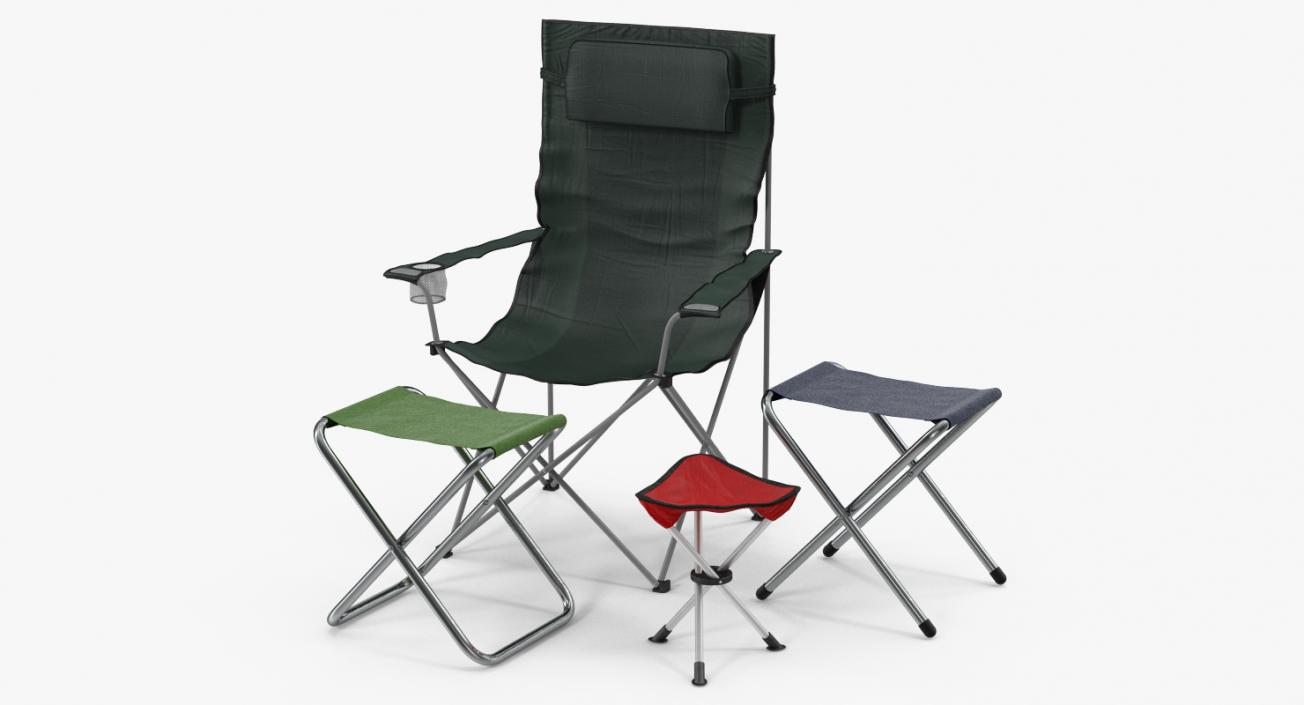 3D Outdoor Folding Chairs Collection model