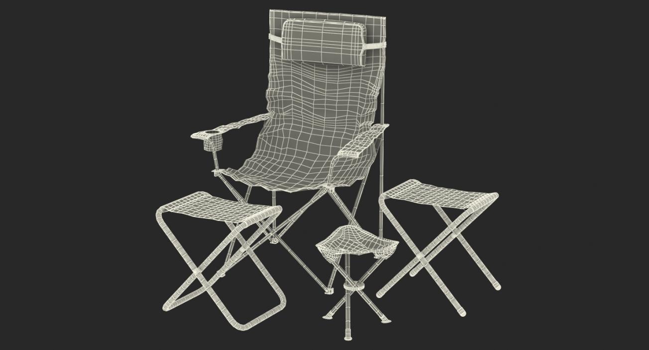 3D Outdoor Folding Chairs Collection model