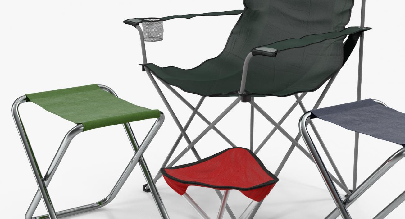 3D Outdoor Folding Chairs Collection model