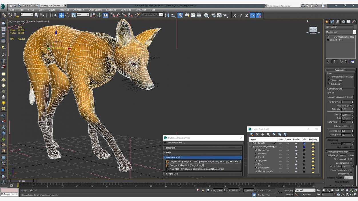 3D Chrysocyon Walking model