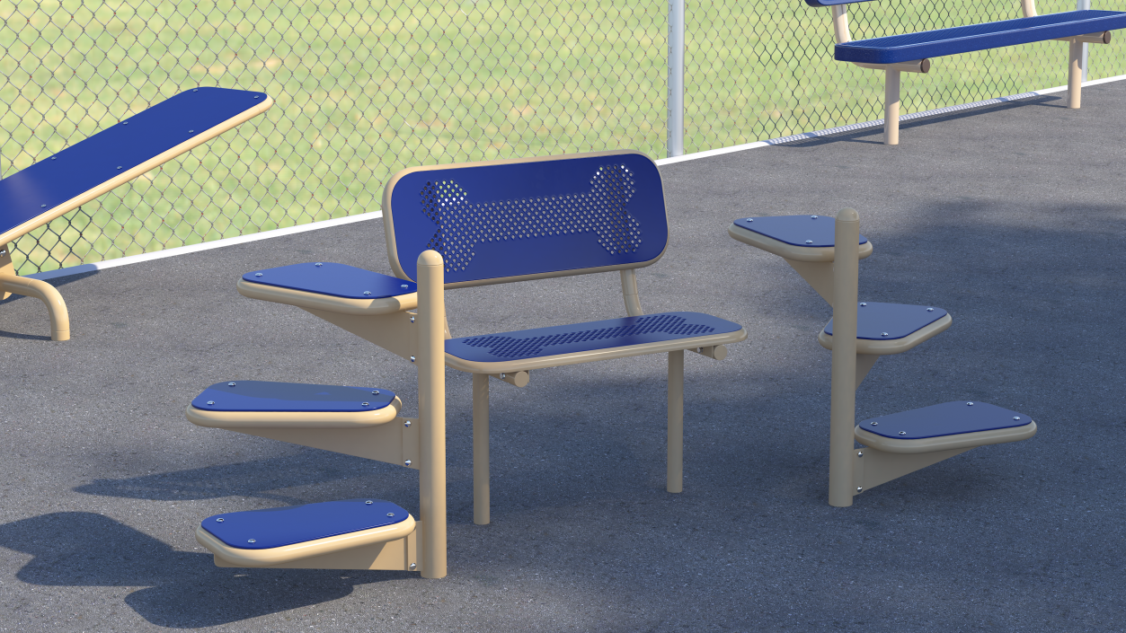 Pal Bench for Dog Park Blue 3D