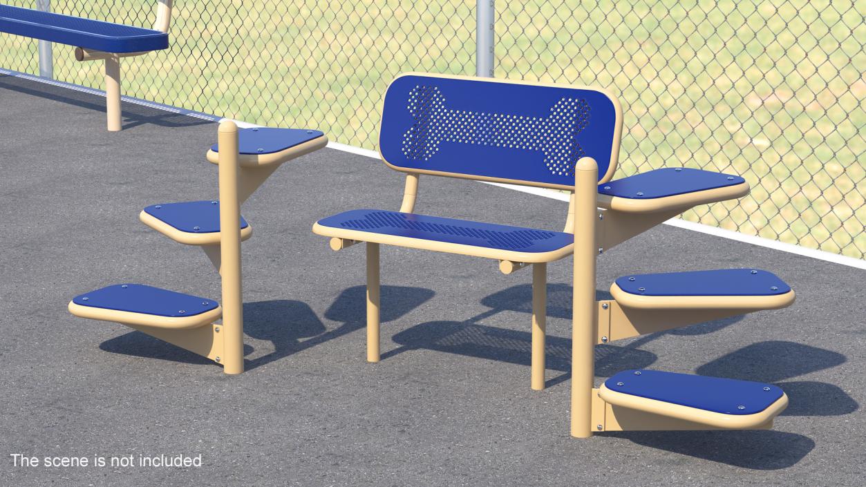 Pal Bench for Dog Park Blue 3D