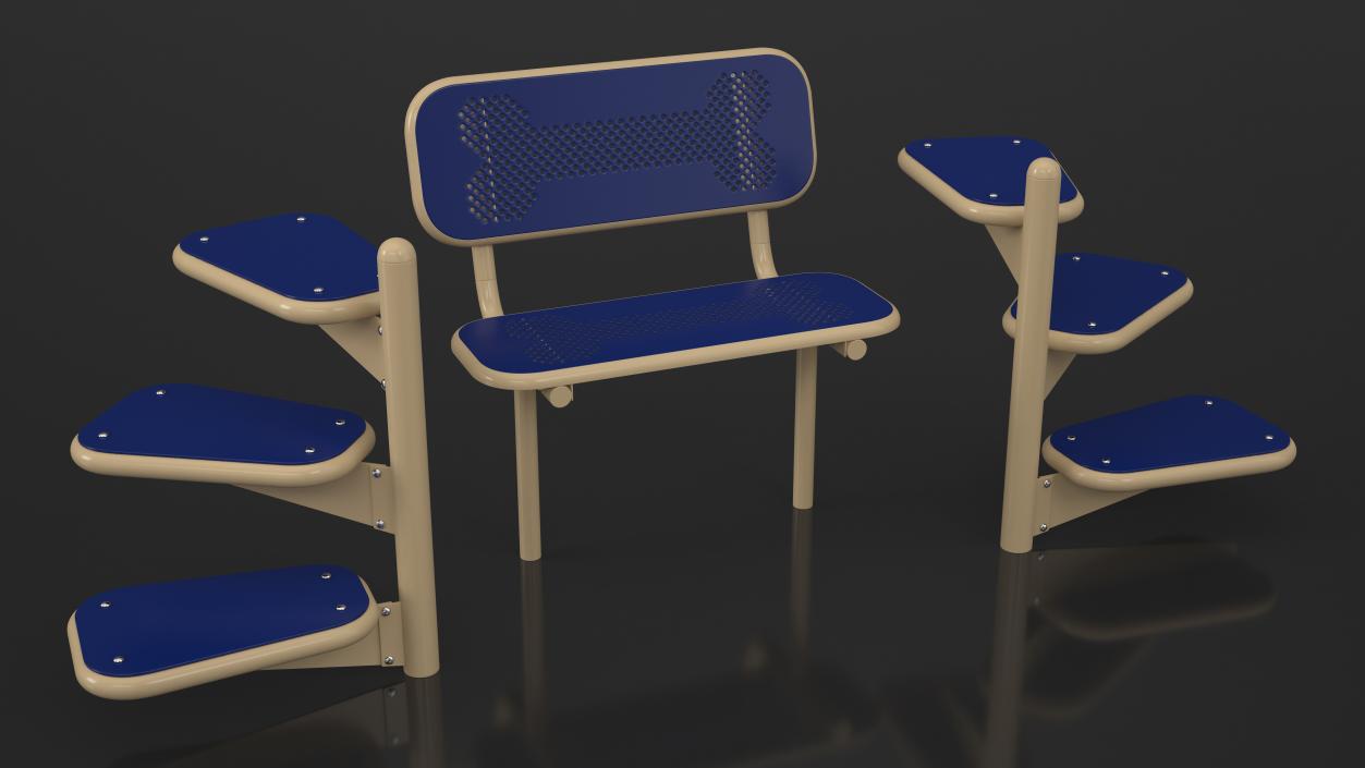 Pal Bench for Dog Park Blue 3D