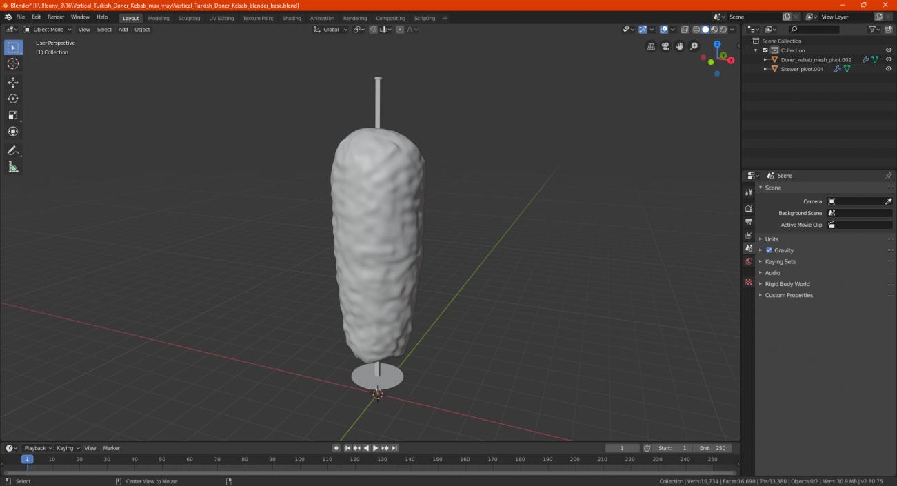 3D Vertical Turkish Doner Kebab model