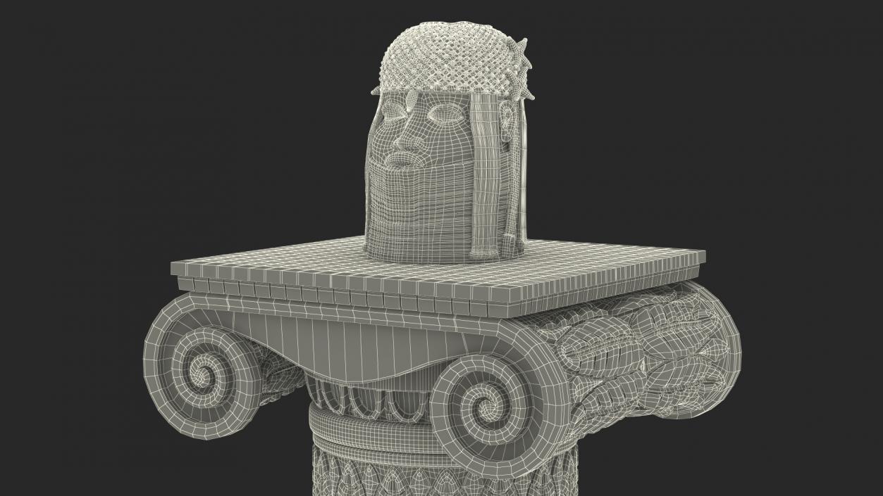 Column with Benin Head Sculpture 3D