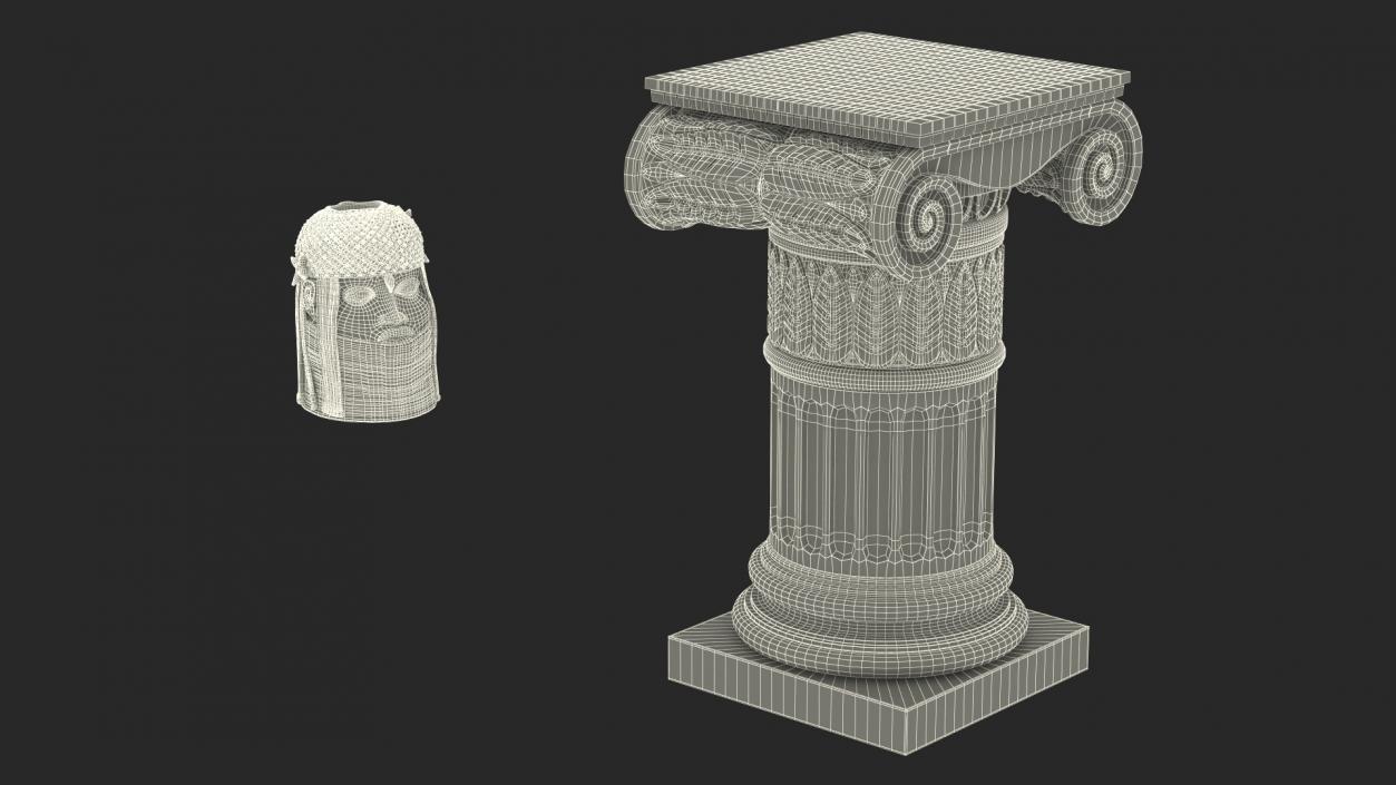 Column with Benin Head Sculpture 3D