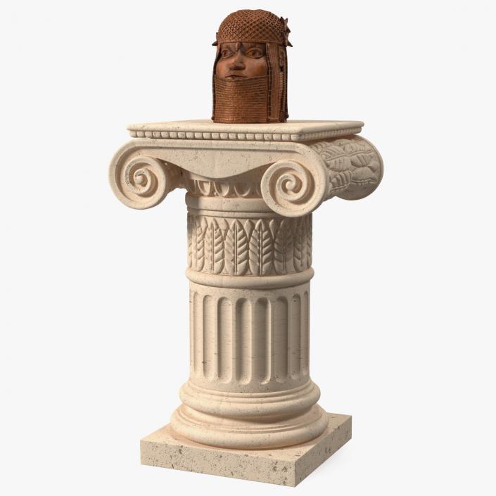 Column with Benin Head Sculpture 3D