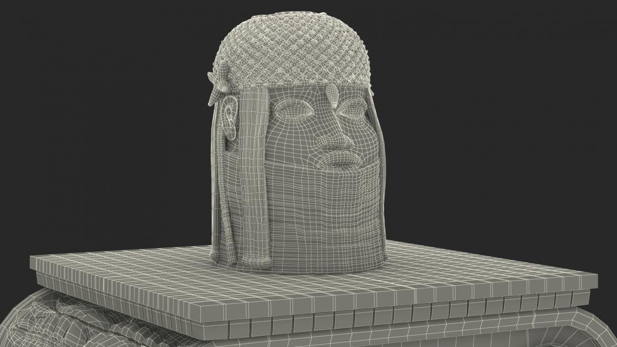 Column with Benin Head Sculpture 3D