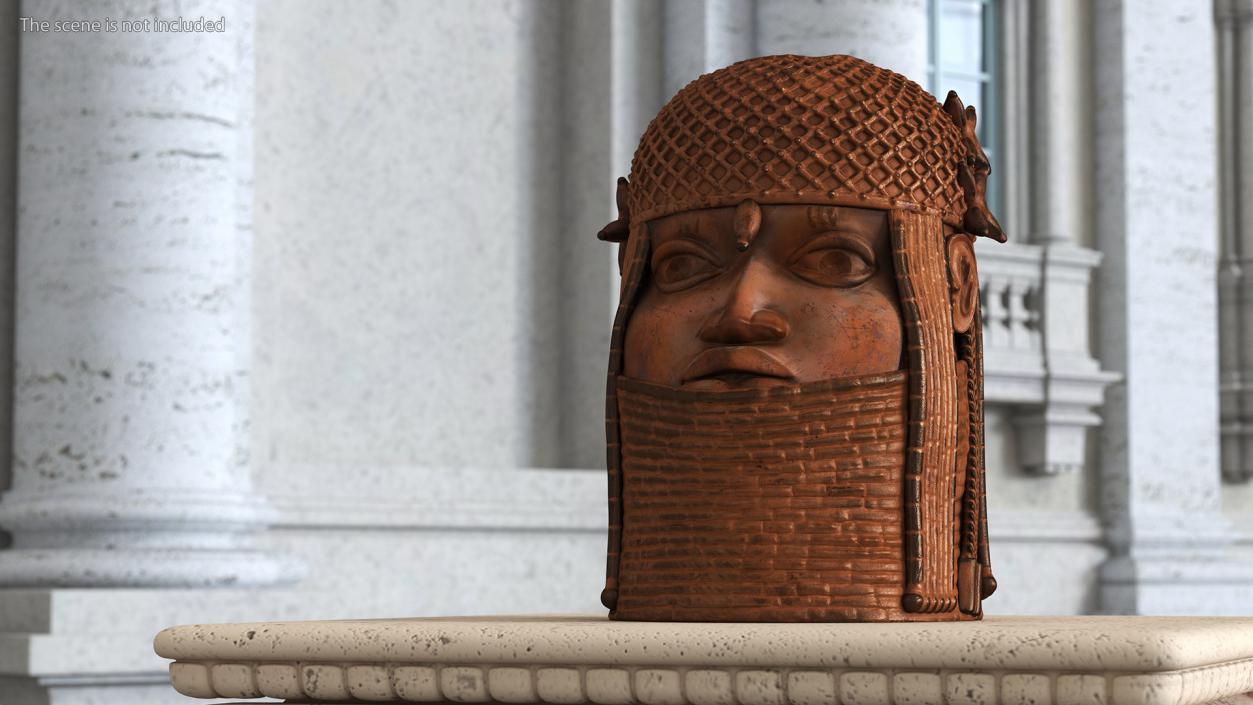 Column with Benin Head Sculpture 3D