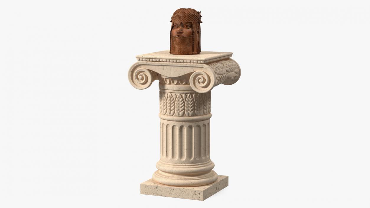 Column with Benin Head Sculpture 3D