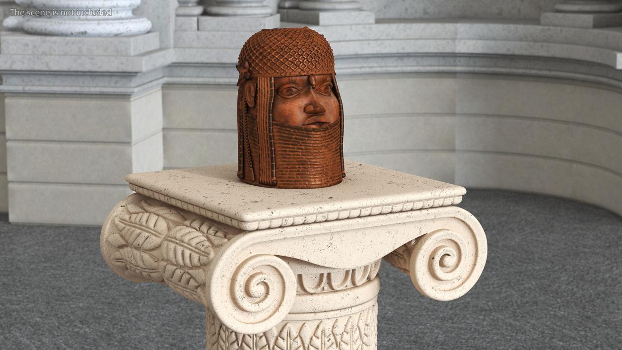 Column with Benin Head Sculpture 3D