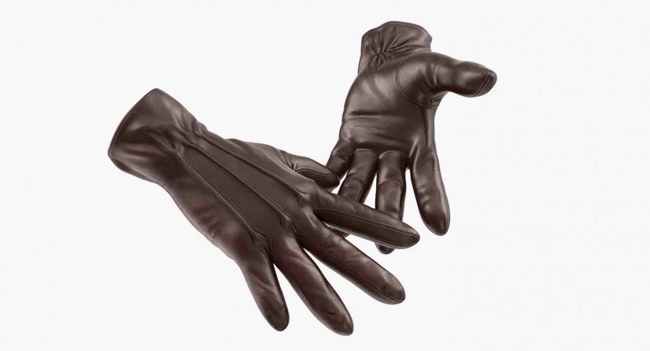 3D model Brown Leather Gloves