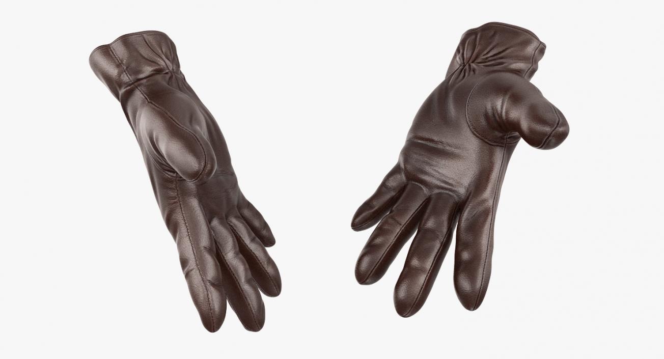 3D model Brown Leather Gloves