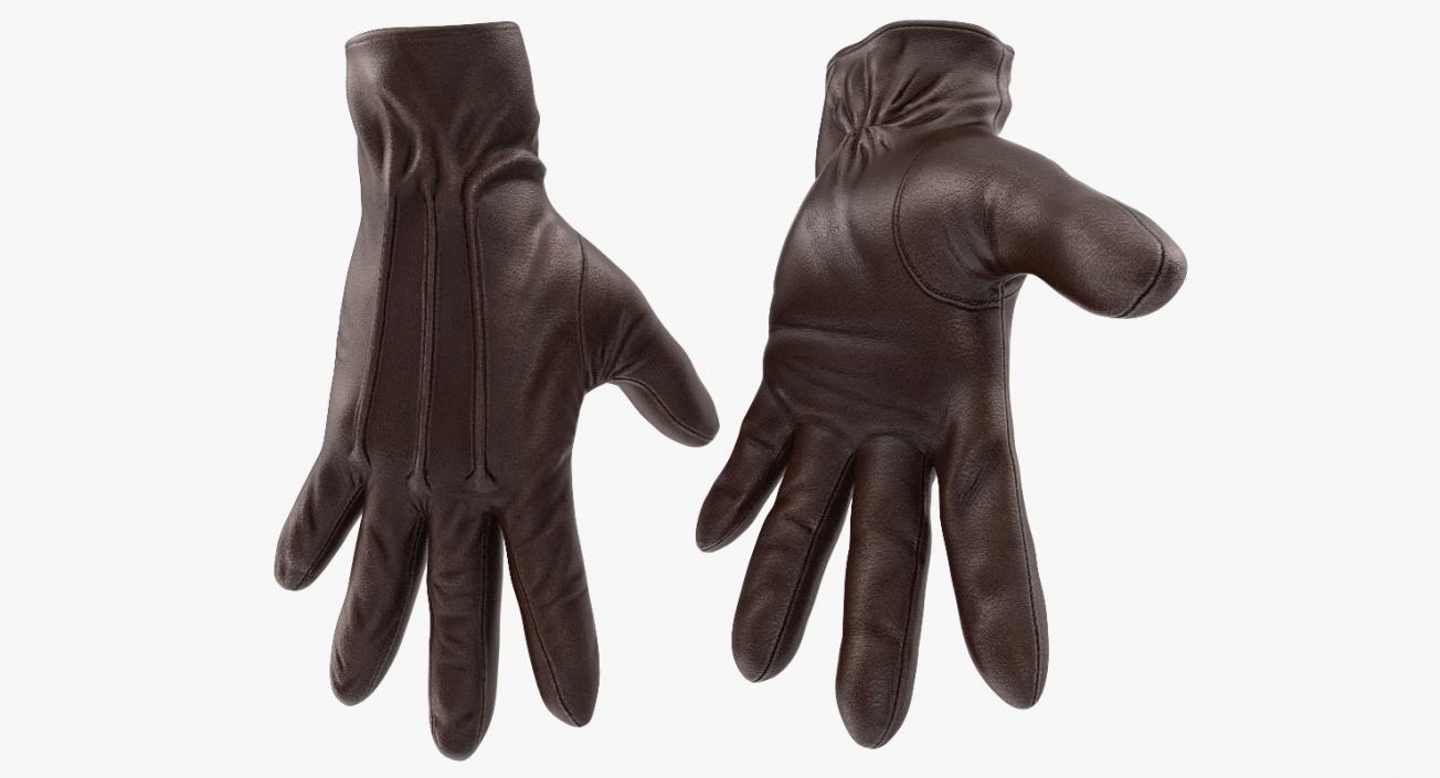 3D model Brown Leather Gloves