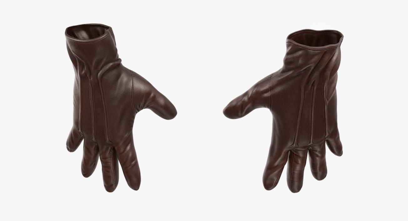 3D model Brown Leather Gloves