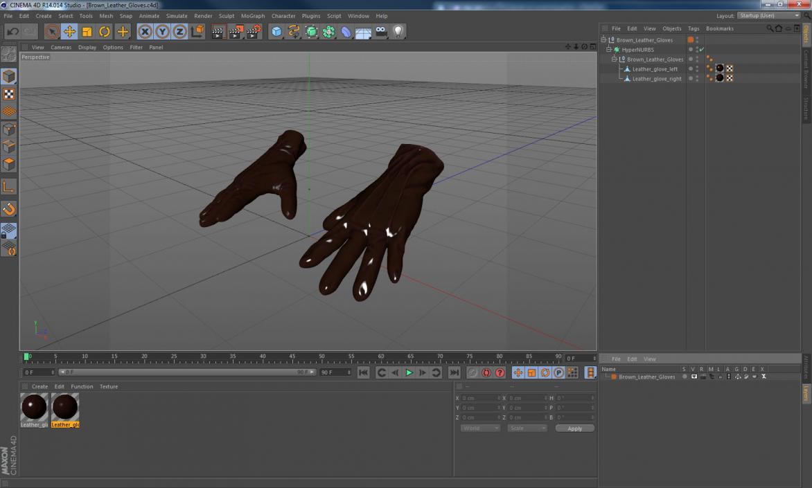 3D model Brown Leather Gloves