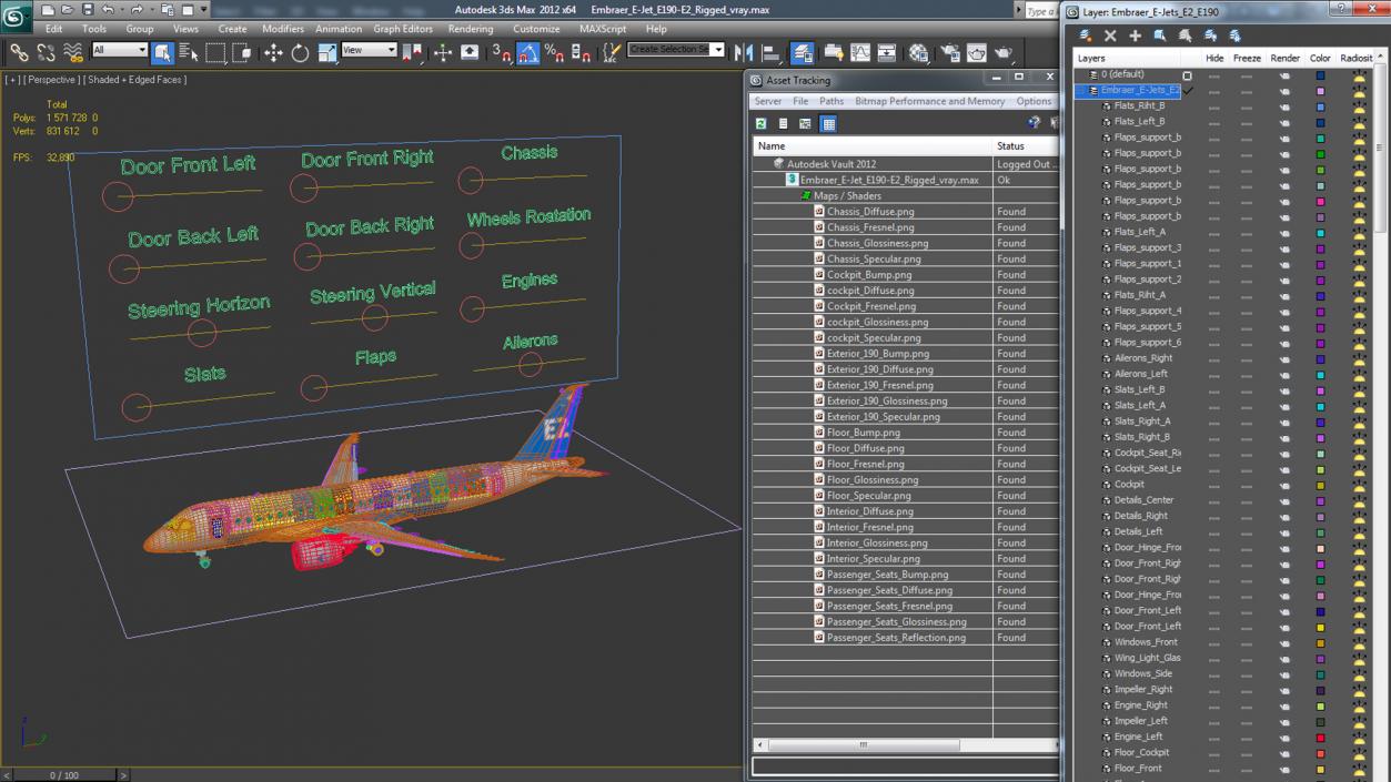 3D Embraer E-Jet E190-E2 Rigged model