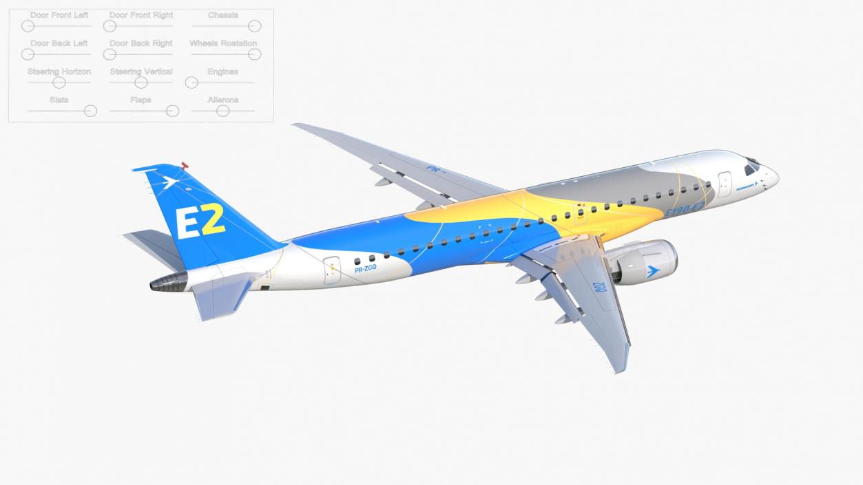 3D Embraer E-Jet E190-E2 Rigged model