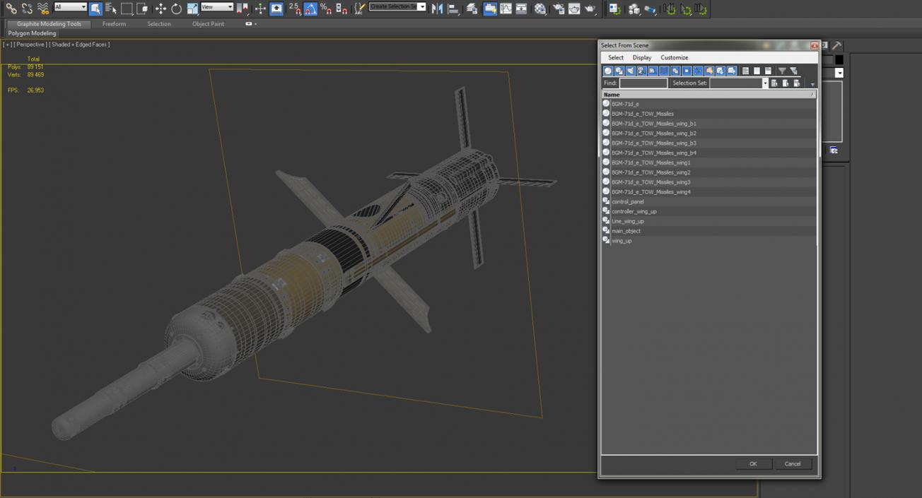 3D BGM 71D TOW Missile Rigged