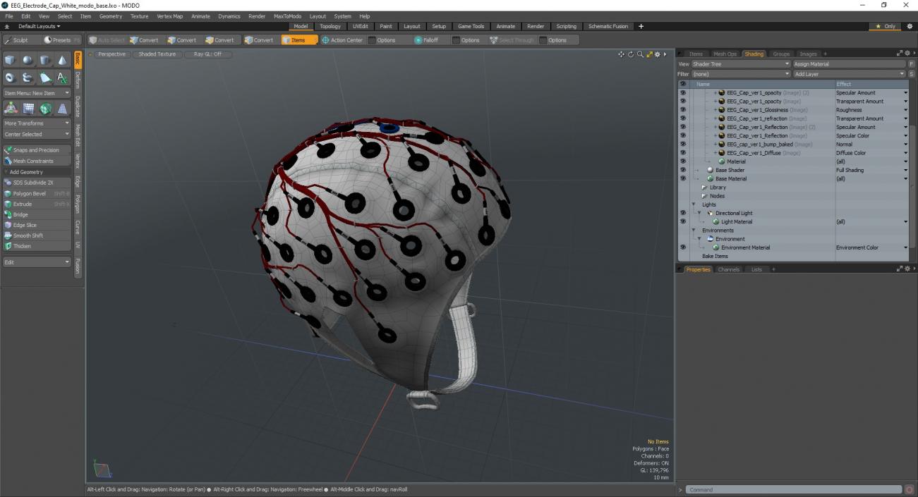 3D EEG Electrode Cap White model