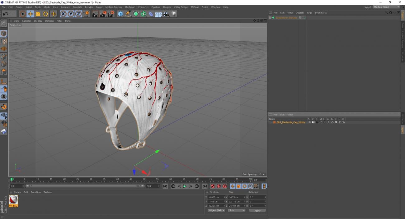 3D EEG Electrode Cap White model