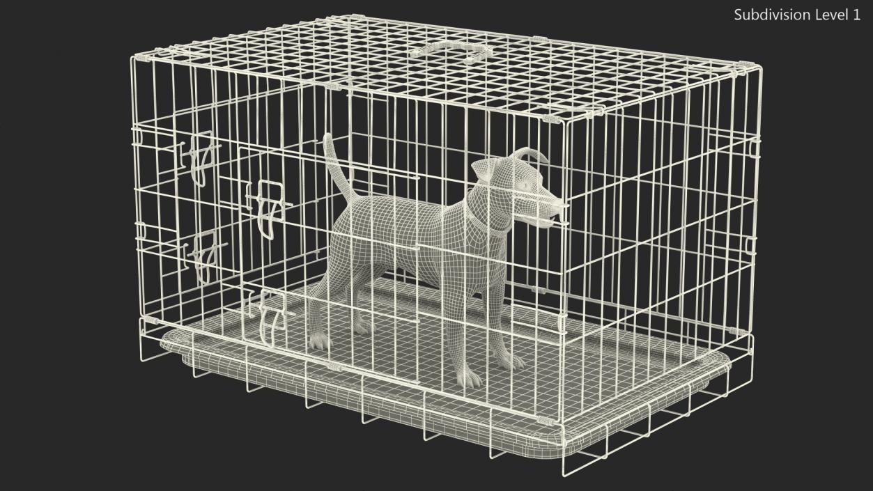 3D Kennel Cage with Jack Russell Terrier Fur