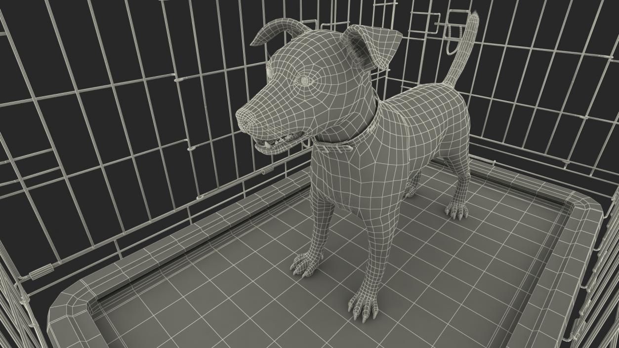 3D Kennel Cage with Jack Russell Terrier Fur