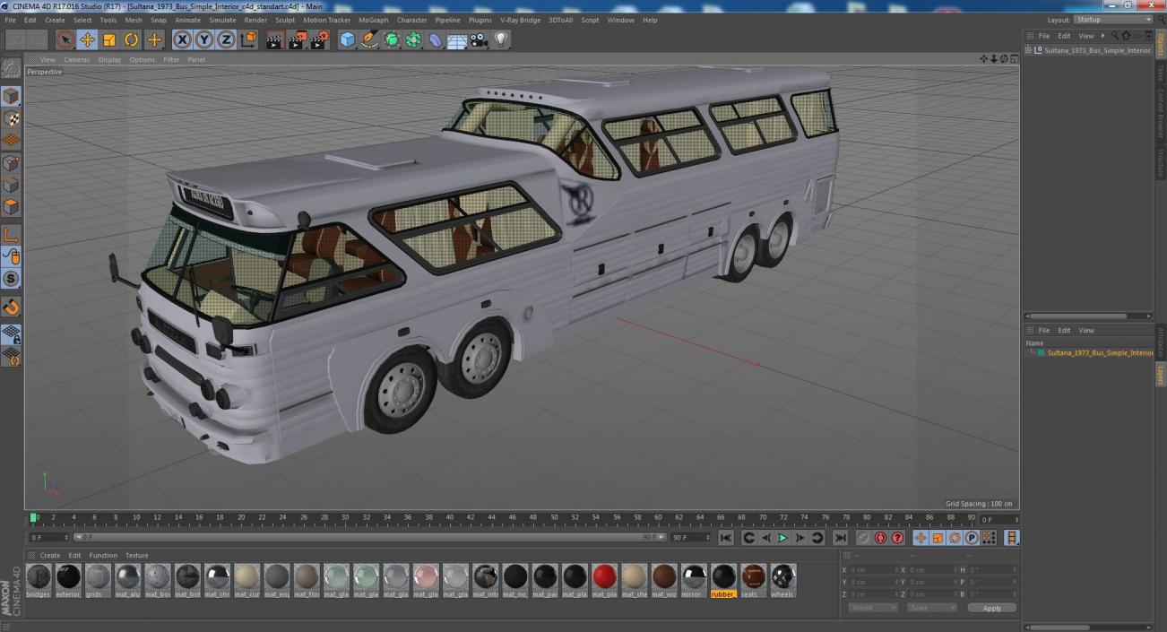 Sultana 1973 Bus Simple Interior 3D