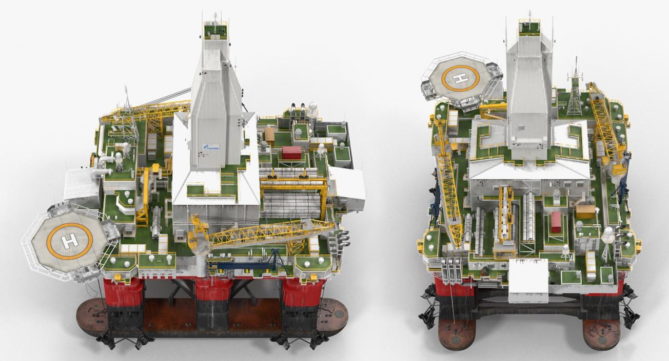 Semi Submersible Drilling Rig 3D model