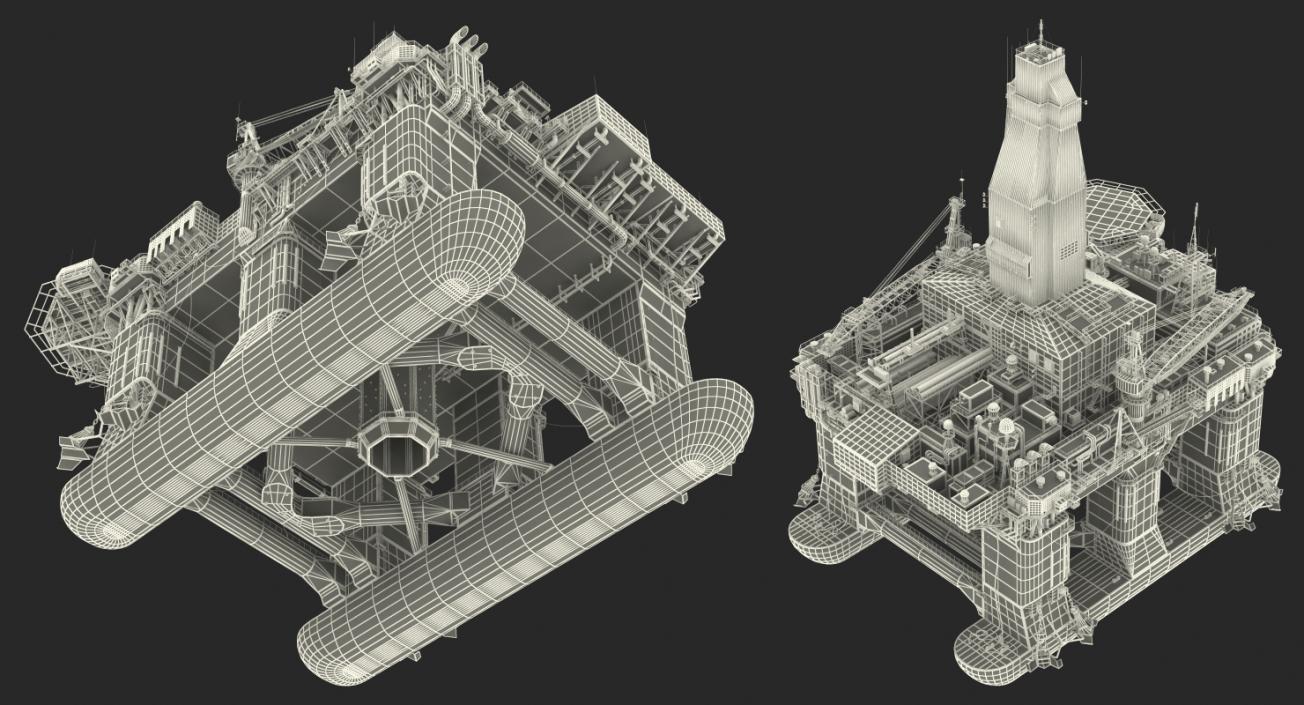 Semi Submersible Drilling Rig 3D model