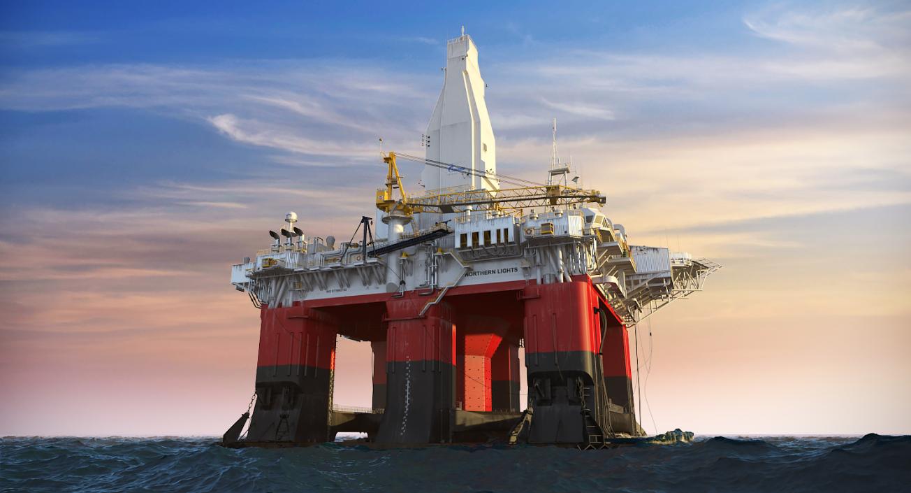 Semi Submersible Drilling Rig 3D model