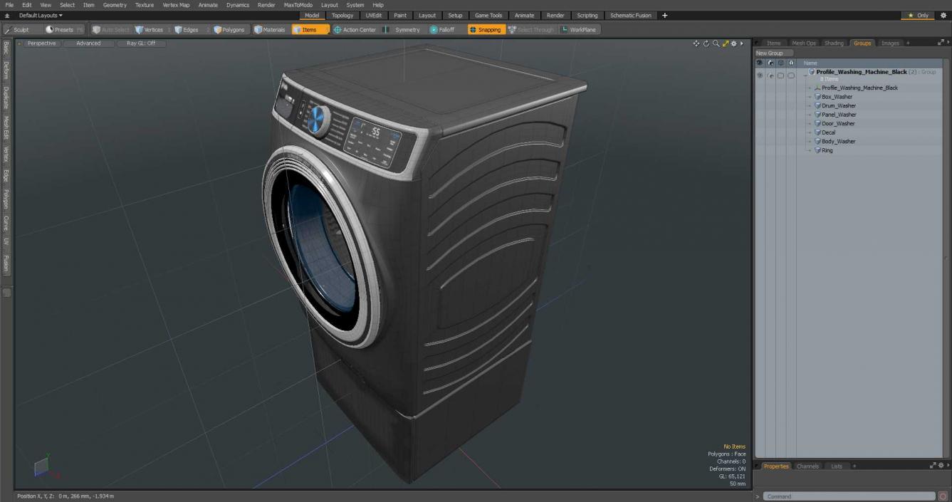 Profile Washing Machine Black 3D model