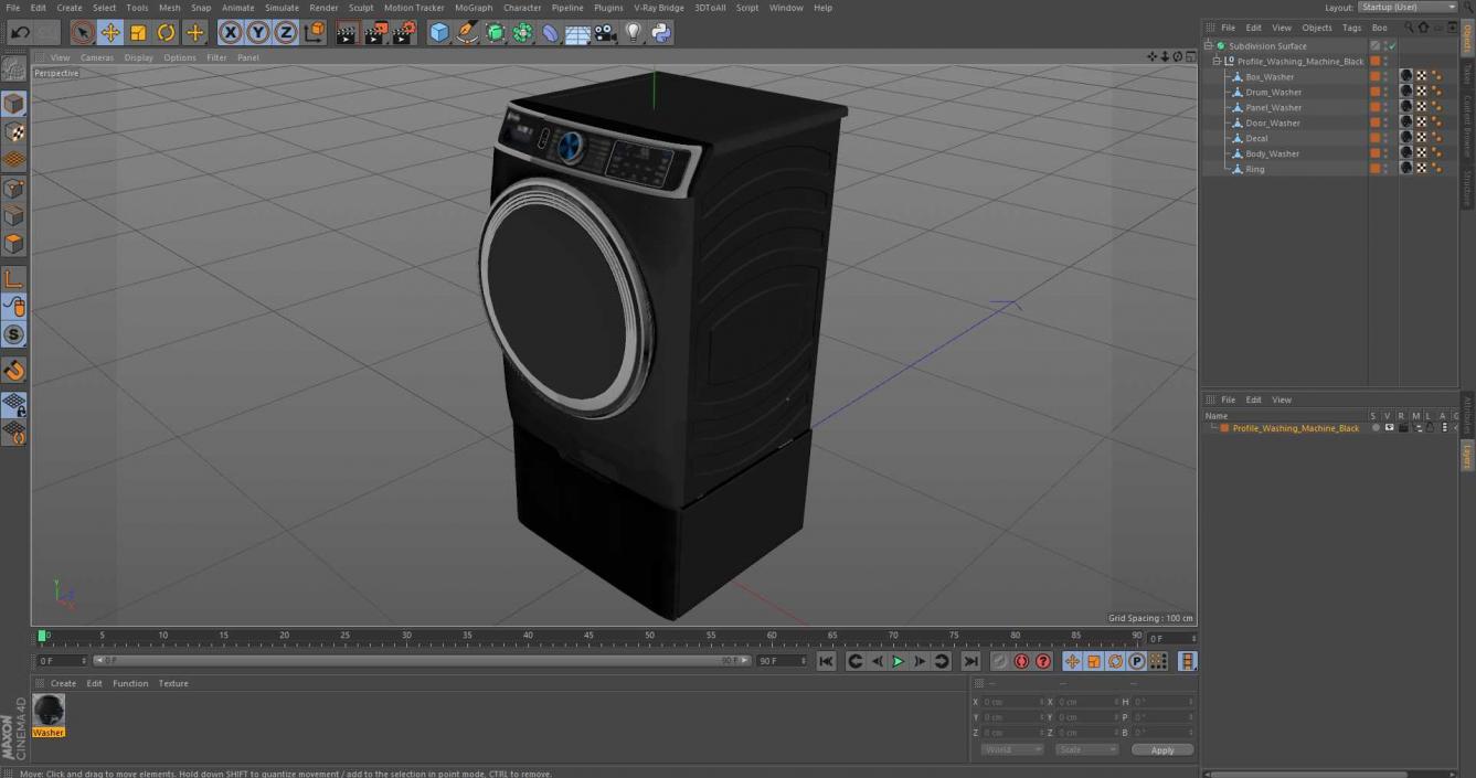 Profile Washing Machine Black 3D model