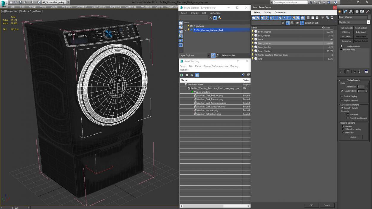 Profile Washing Machine Black 3D model