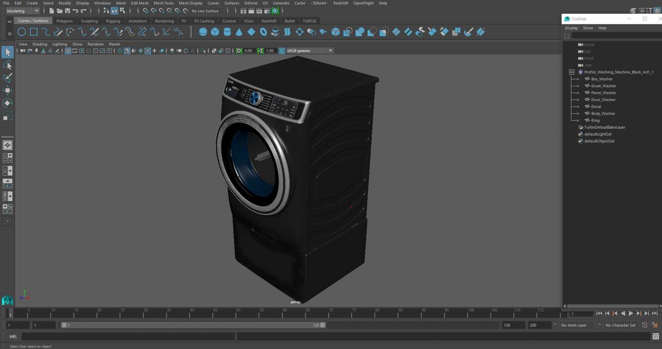 Profile Washing Machine Black 3D model