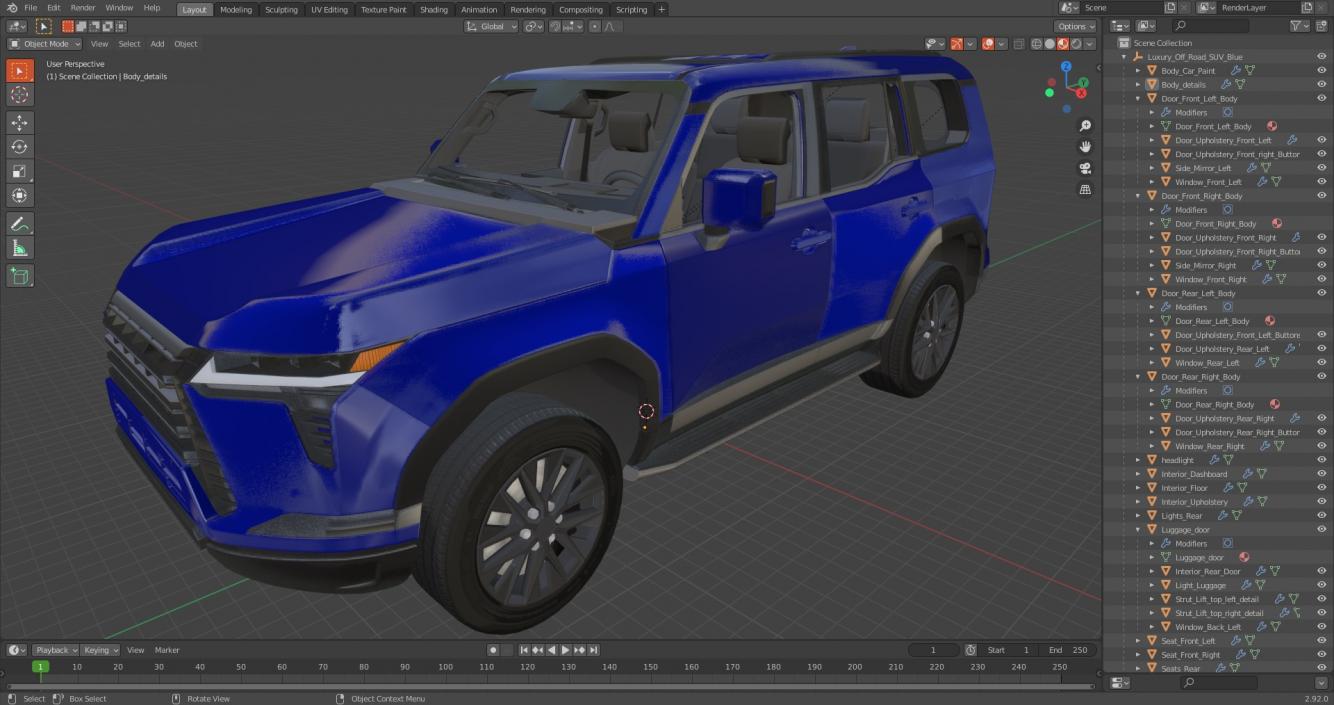 Luxury Off-Road SUV Blue 3D model