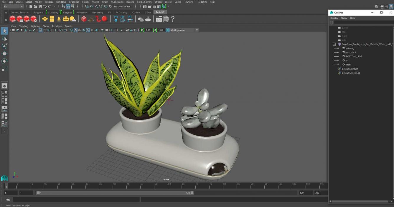 3D Sagaform Fresh Herb Pot Double White