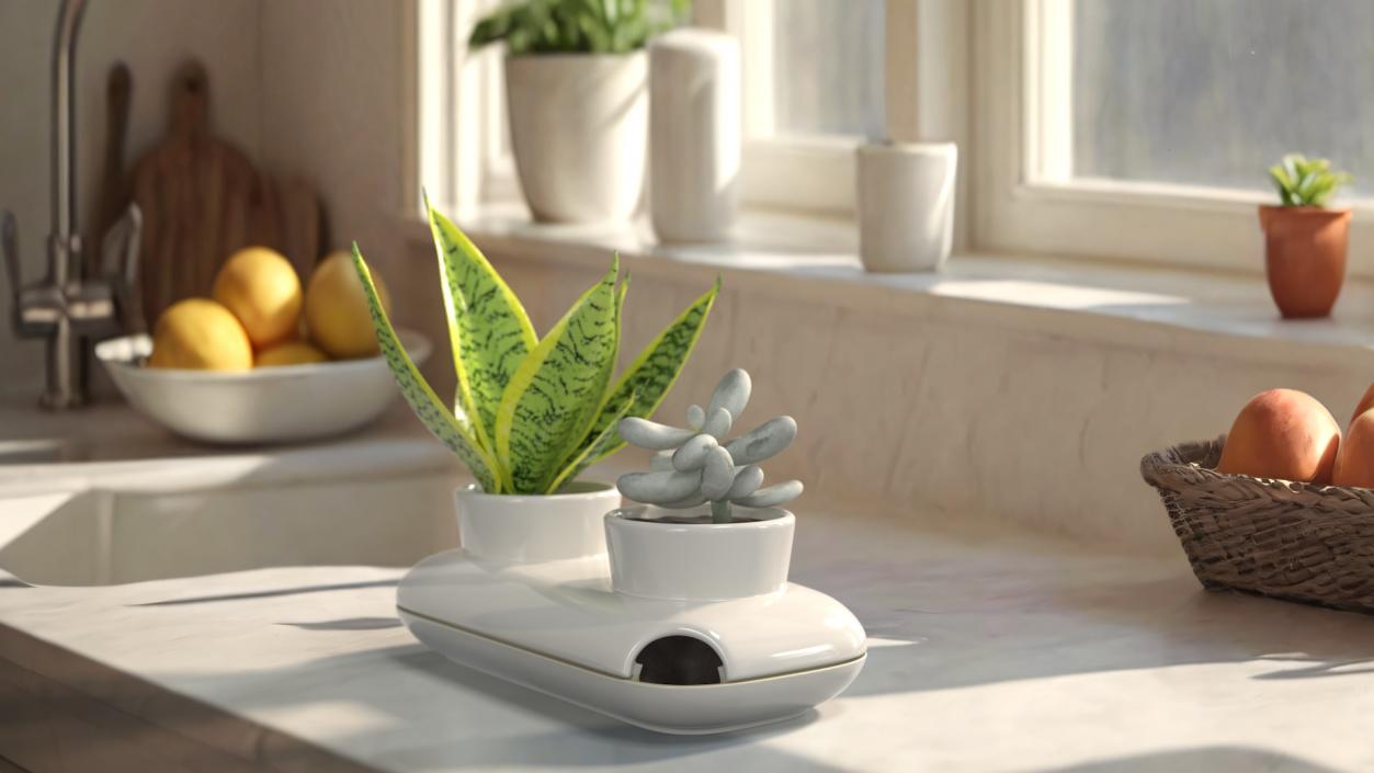 3D Sagaform Fresh Herb Pot Double White